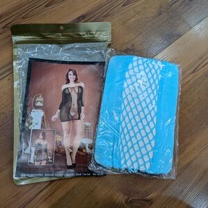 BNWT Light Blue Fishnet Bodycon Lingerie Dress